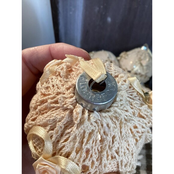 Vintage Alderbrook Lace Covered Silver Glass Christmas Ball Ornaments Set Of 7 - Picture 6 of 15